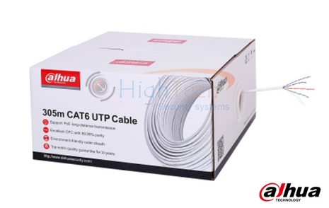 Dahua Dh-PFM920I-6UN-C CAT6 kabel, 4-paar UTP voor binnen gebruik, buitenmantel wit, 305 meter, CPR class E