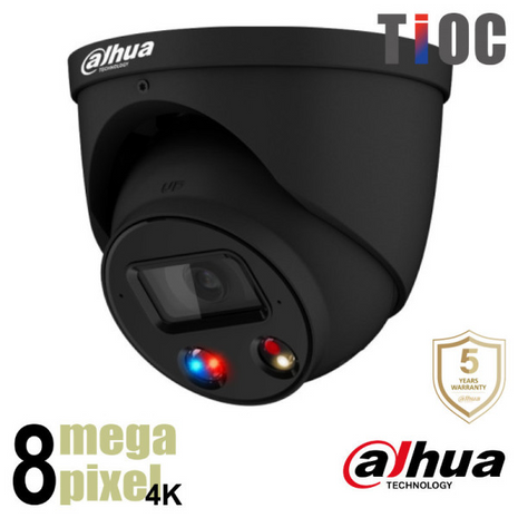 Dahua IPC-HDW3849H-AS-PV 2.8 mm Zwart 4K TiOC IP - Actieve afschrikking - 2,8mm